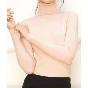 NEW DOUBLE ZERO turtleneck sweater top in blush